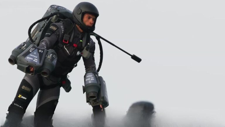 4 Jet suit racers dot the skies as real life Iron Man takes flight
