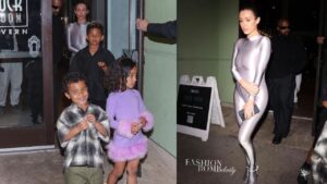 Fashion Bomb Couple Kanye West Stepped Out with his Children and Bianca Censori in a Metallic Silver YZY Catsuit for Easter Weekend Feature Image