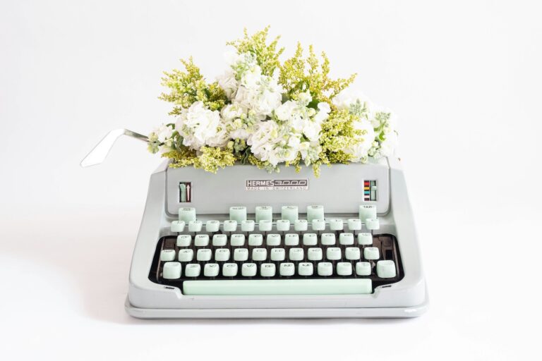 typewriter with flowers 1