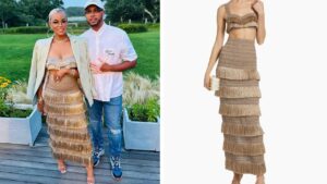 Letoya Luckett Wore a Gold 425 Patbo Top and 895 Skirt with Her Hubby Taleo Coles at Marthas Vineyard 4 1