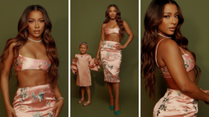 Victoria Monet Wore a Floral Set by Kim Shui Studio During a Photoshoot with Her Daughter feat image